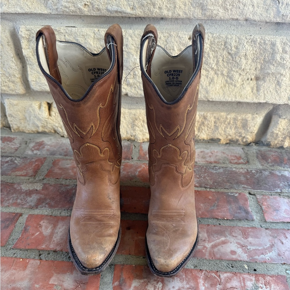Tan Old West Girls Cowboy Boots size 1